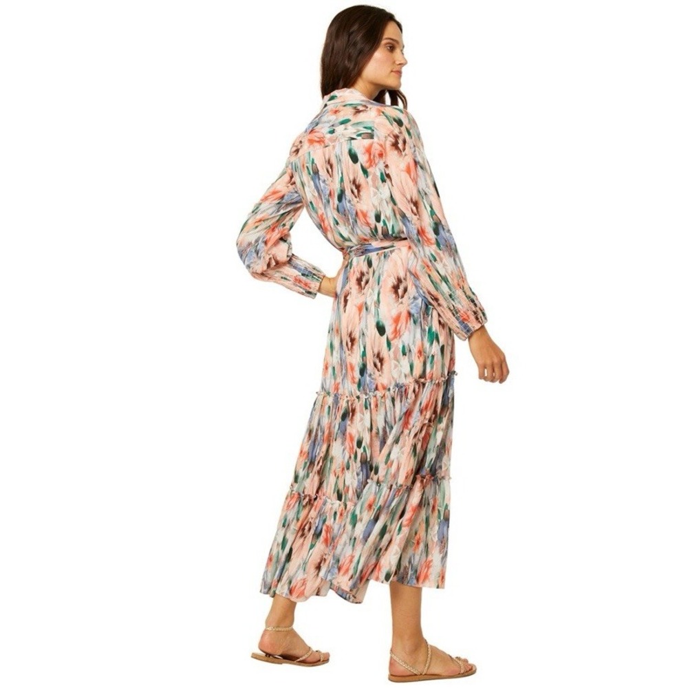 Misa Esmee Eden Floral Print Tiered Long Sleeve Maxi Dress Size: Med Resort - Picture 2 of 15